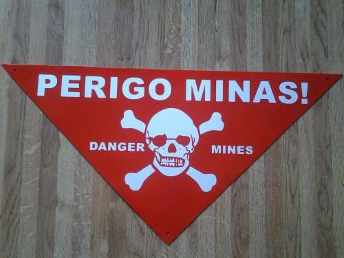 land mine warning sign